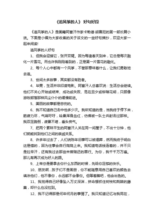 《追风筝的人》好句好段