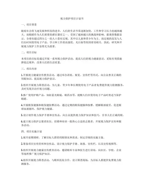 视力保护项目计划书