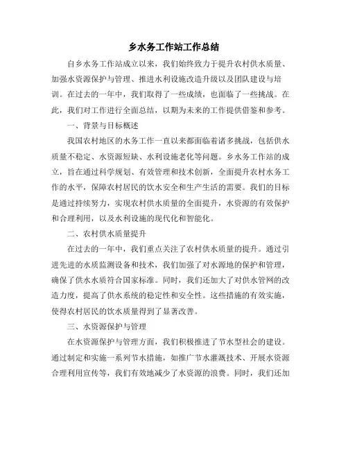 乡水务工作站工作总结
