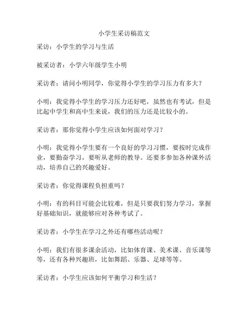 小学生采访稿范文