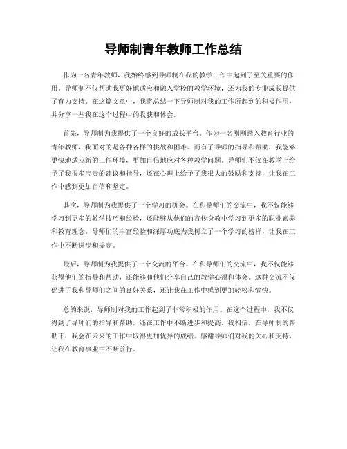 导师制青年教师工作总结