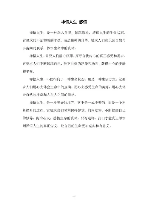 禅悟人生 感悟