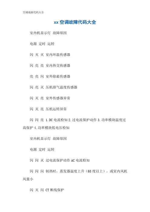 空调故障代码大全