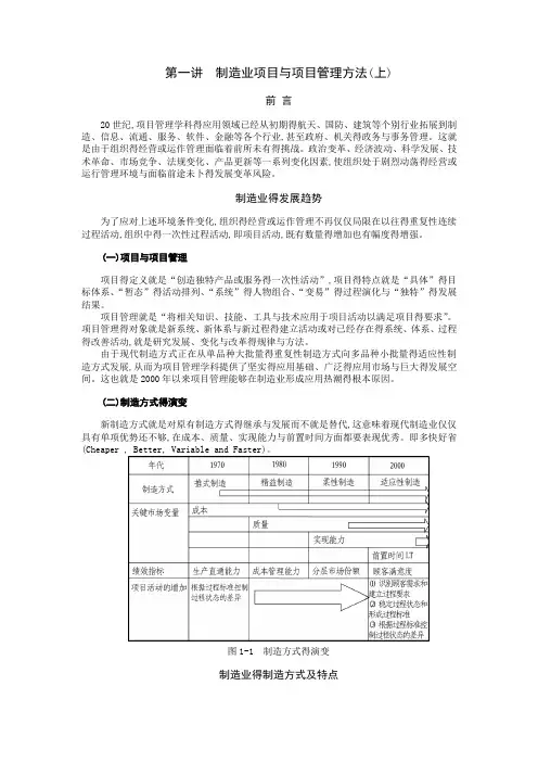 制造业项目与项目管理方法