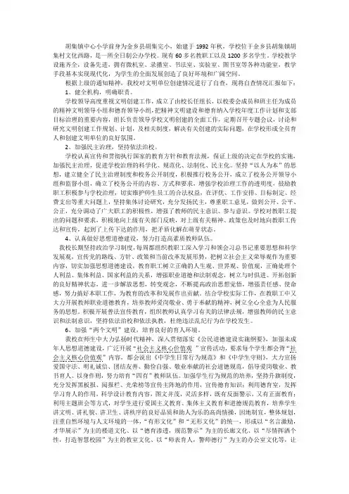 胡集镇中心小学自查报告