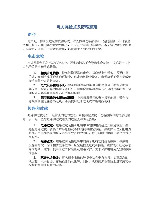 电力危险点及防范措施