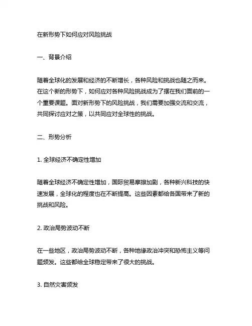 对在新形势下如何应对风险挑战进行交流发言