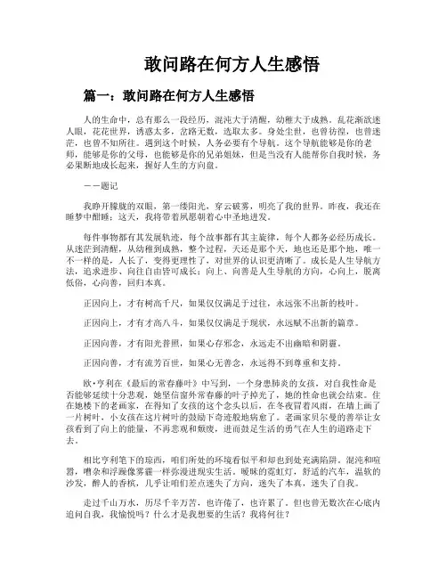 敢问路在何方人生感悟