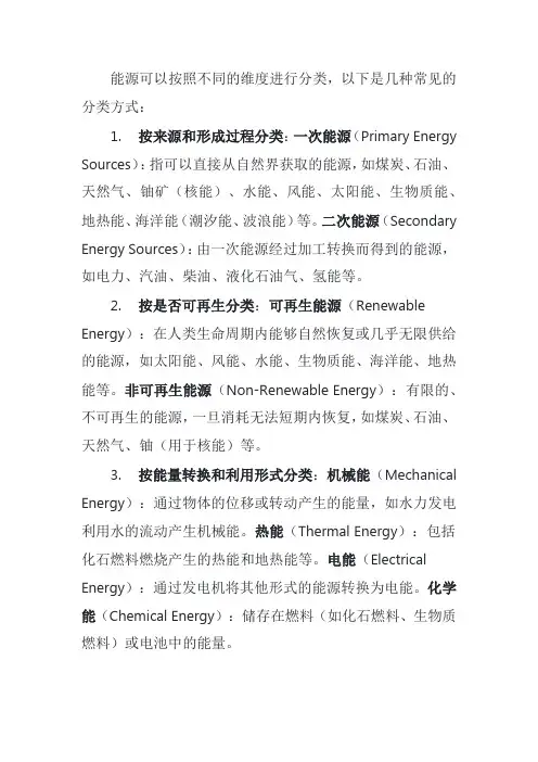 能源基本分类