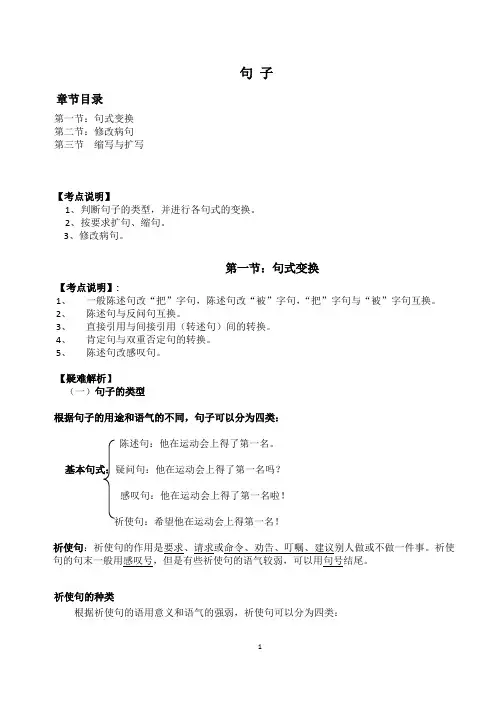 小升初语文考试专项练习——句 子