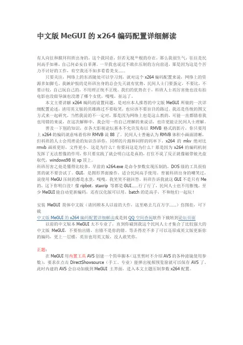 中文版MeGUI的x264编码配置详细解读