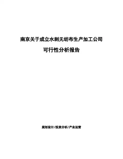 南京关于成立水刺无纺布生产加工公司可行性分析报告