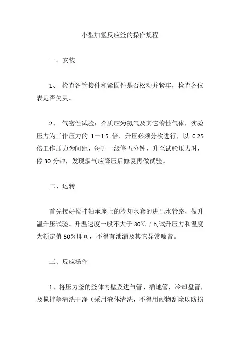 小型加氢反应釜的操作规程【精编版】