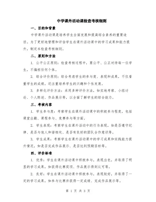 中学课外活动课检查考核细则