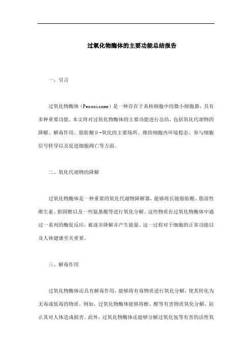 过氧化物酶体的主要功能