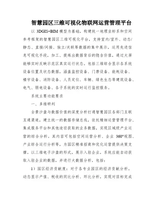 智慧园区三维可视化物联网运营管理平台