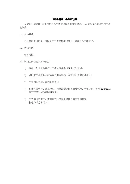 网络推广考核
