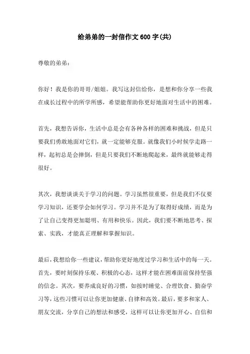 给弟弟的一封信作文600字共