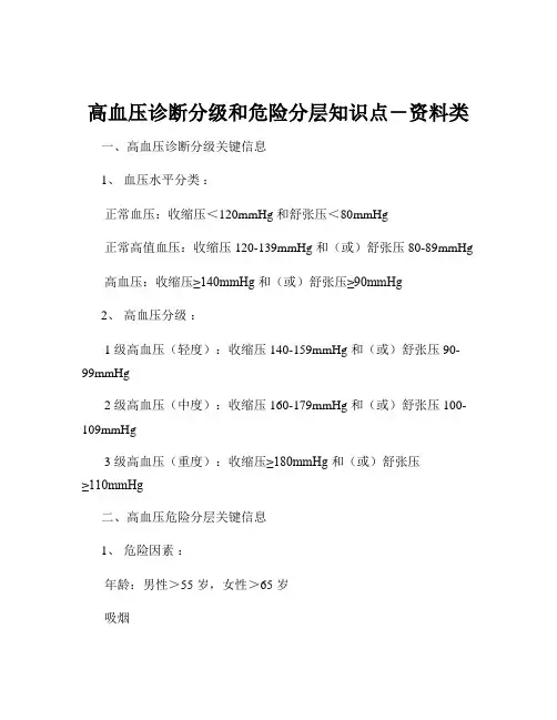 高血压诊断分级和危险分层知识点-资料类
