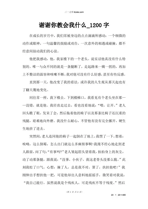 高三写人作文：谢谢你教会我什么_1200字