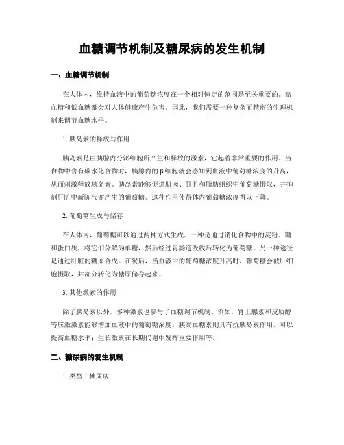 血糖调节机制及糖尿病的发生机制