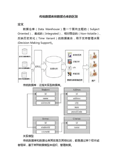 传统数据库和数据仓库的区别