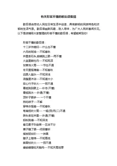 有关形容不懂的歇后语集锦