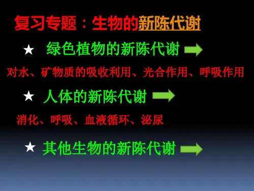 复习专题：生物的新陈代谢