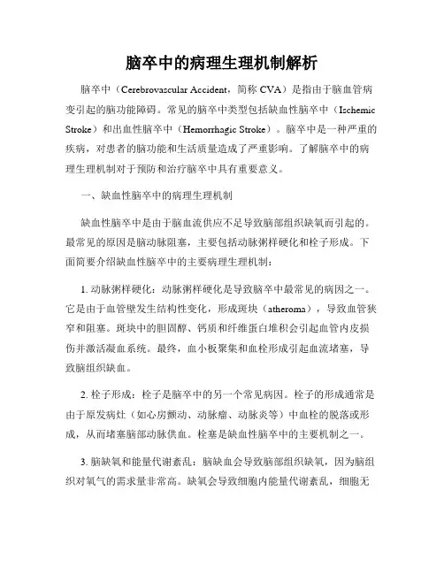 脑卒中的病理生理机制解析