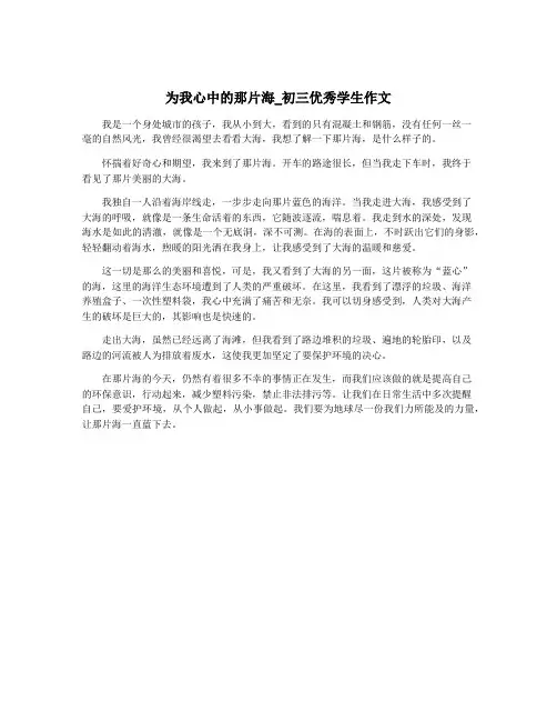 为我心中的那片海_初三优秀学生作文