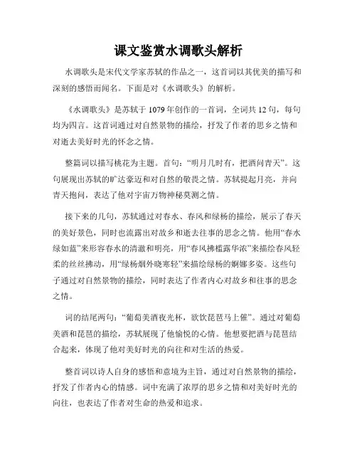 课文鉴赏水调歌头解析