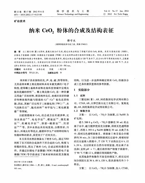 纳米CeO_2粉体的合成及结构表征