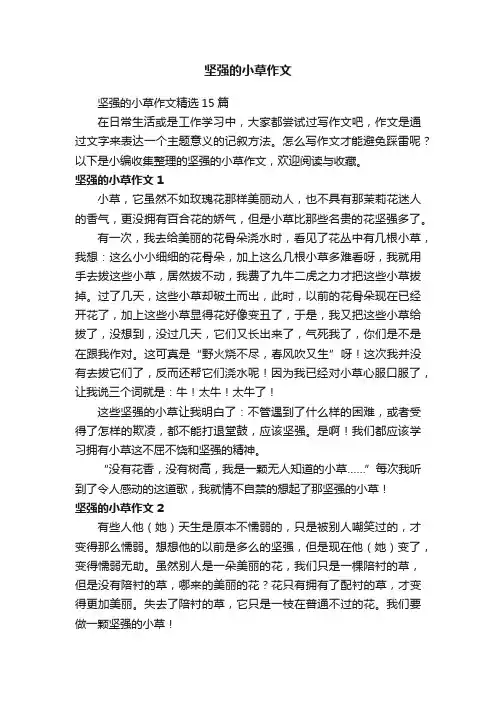 坚强的小草作文精选15篇