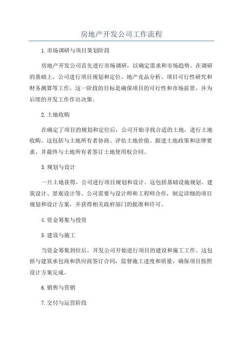 房地产开发公司工作流程