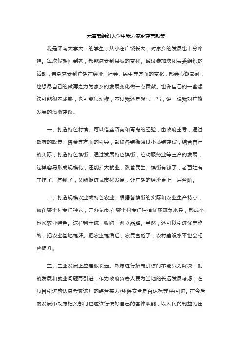 元宵节组织大学生我为家乡建言献策