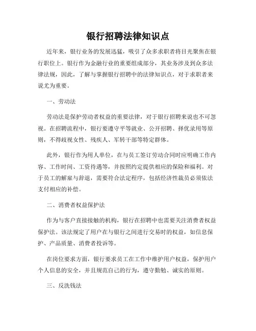 银行招聘法律知识点