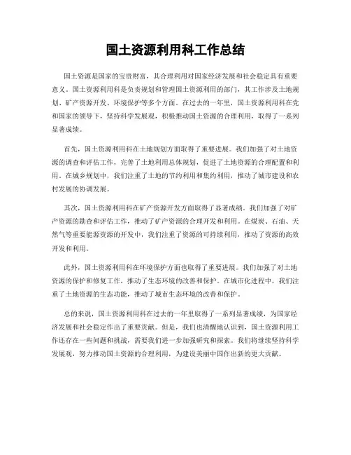国土资源利用科工作总结