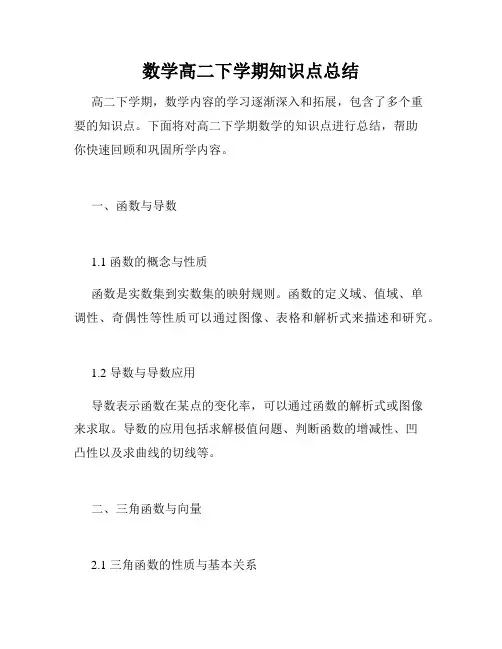 数学高二下学期知识点总结