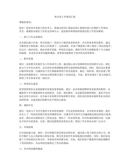 体音美工作情况汇报