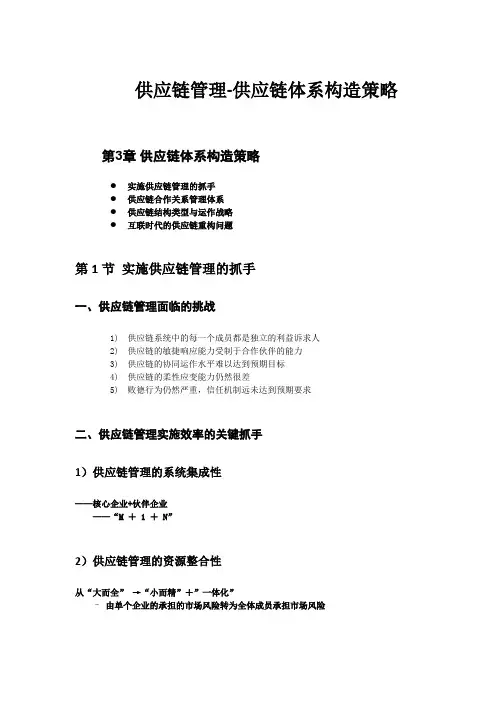 供应链管理-供应链体系构造策略