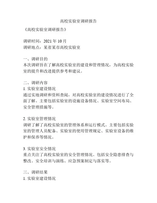 高校实验室调研报告