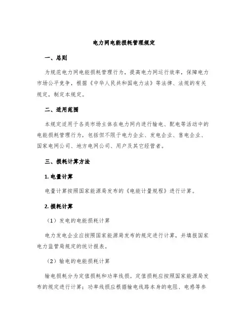 电力网电能损耗管理规定