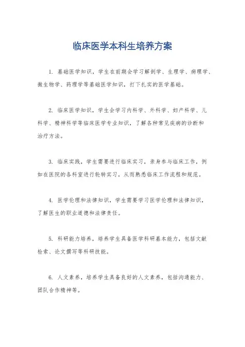 临床医学本科生培养方案