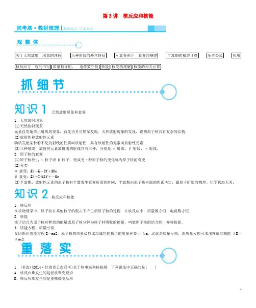 高考物理一轮复习 第13章 第3讲 核反应和核能固考基教