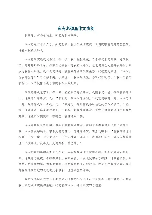 家有老顽童作文事例