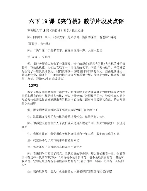 六下19课《夹竹桃》教学片段及点评
