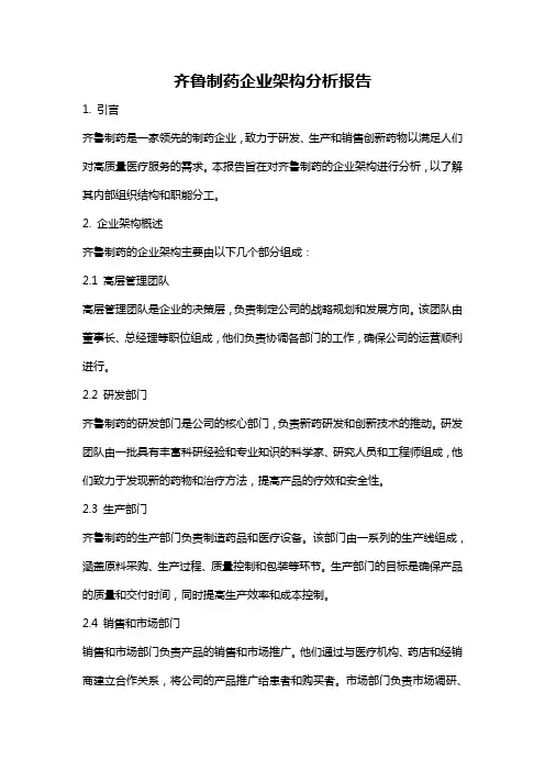 齐鲁制药企业架构分析报告