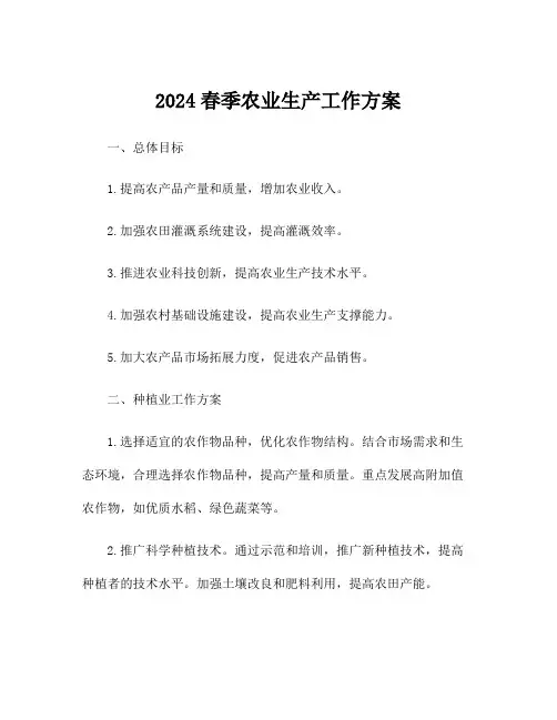 2024春季农业生产工作方案