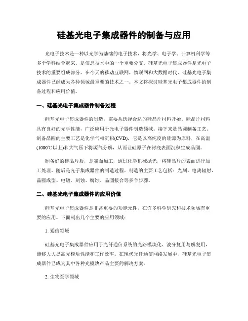 硅基光电子集成器件的制备与应用