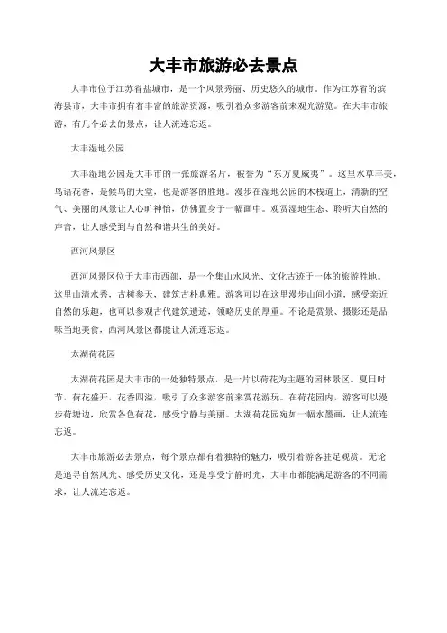 大丰市旅游必去景点